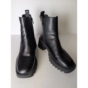 Sam & Libby Women's Black Boots Chunky Heel Ankle Rubber Sole Platform 9 Goth